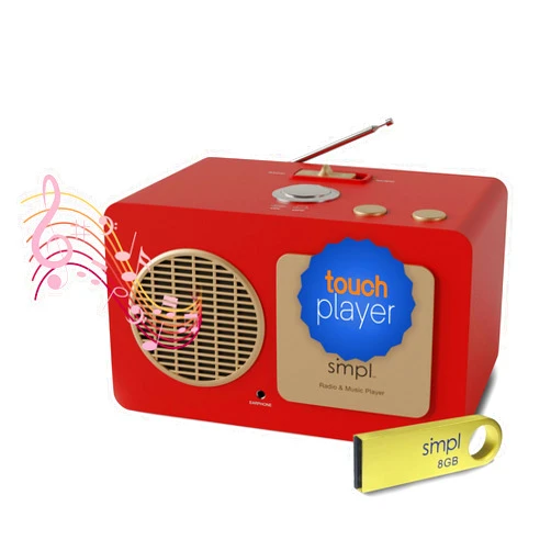 SMPL One-Touch Music Player & Radio - Audiobooks, MP3, Retro Wooden Design, Quality Sound, 8GB USB w/ 40 Nostalgic Hits, Sleepy Time Feature, Durable Build, Live Technical Support