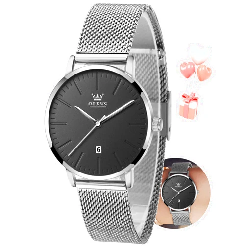 OLEVS Watch Women Mesh Watches for Women with Date Analog Quartz Ladies Watches Classic Dress Womens Wristwatch Waterproof （Blue/Black/White Face）