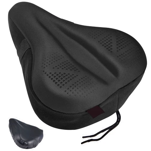 Zacro Bike Seat Cushion - Padded Gel Bike Seat Cover for Men & Women, Extra Padding Bicycle Saddle fit with Peloton/Spin Stationary Exercise/Mountain Road Cycling Bike