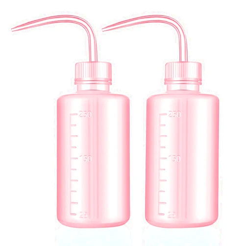 DERSTRA Wash Bottles - 2pcs 250ml Safety Wash Bottle Watering Tools, Economy Plastic Squeeze Bottle Medical Label Green Soap Cleaning Washing Bottle White (Pink)