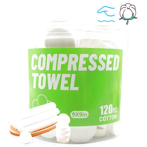 Icepac 120 Pcs Compressed Towels, Camping Towels, Disposable Face Compressed Towel, Magic Towel, Compressed Towel for Travel, Camping,Hiking (9x9in)