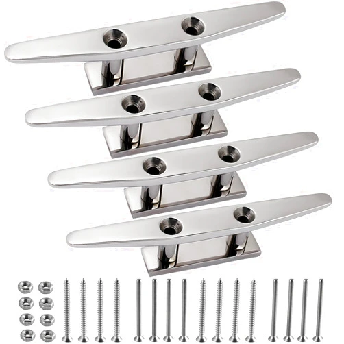 SHENGHUISS Boat Cleat 316 Stainless Steel Open Base Boat Dock Cleats with Fasteners, Marine Grade Rope Cleat for Boat, Dock, Deck, Kayak, Yacht, Nautical Decor (4