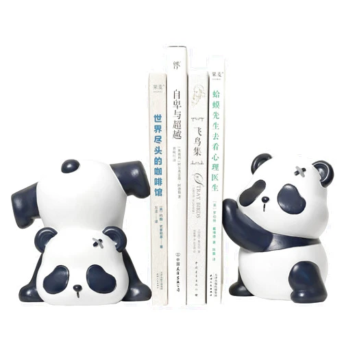 EEYZD Creative Resin Cute Bookends,Study Bedroom Desktop Decorations, Bookends Shelves,Bookshelf Decoration, Birthday Gifts for Men and Women,Pandas