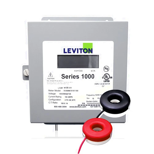 Leviton 1K240-1SW Series 1000 120/240V 100A 1P3W Indoor Kit with 2 Solid Core CTs, Image