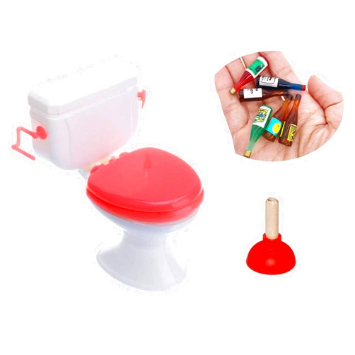 Hosfairy Mini Furniture Miniature Toilet Cake Topper Toilet (8 Piece Set) for Celebrating a Bachelorette Party Cake Party Decoration