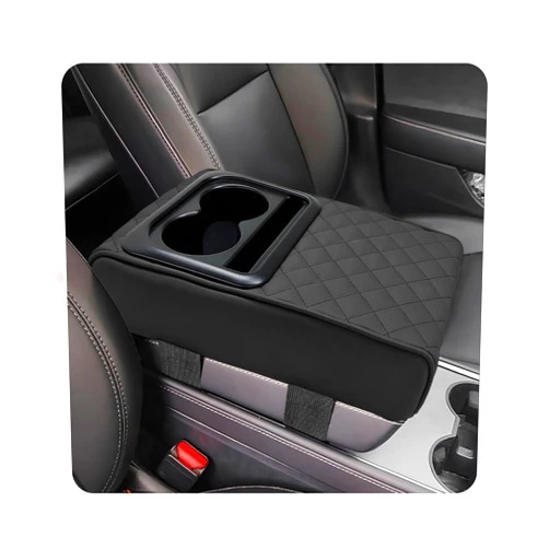 Yourkar Car Center Console Armrest Pillow, Waterproof Car Armrest Cover Cushion with Cup and Phone Holder, Memory Foam Arm Rest Box Protector for Most Vehicles, Car Accessories (Black)