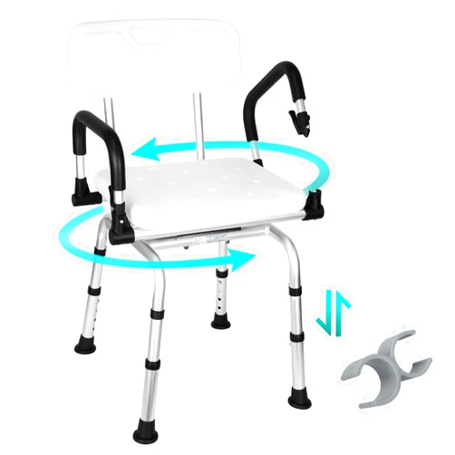 Sammery 360 ° Swivel Shower Chair,Swivel Seat Shower Stool,Portable Shower Chair with Adjustable Height,Shower Chair with Arms and Back,for Elderly,Handicap & Seniors up to 400LBS(Upgraded Version)