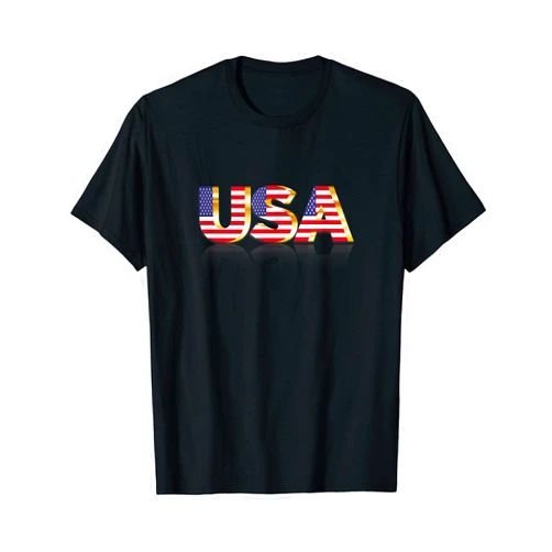 Morgan Curio American USA Gold Bordered American Flag T-Shirt
