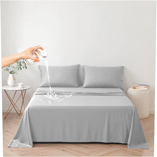 DUJUIKE Waterproof Bed Cover for Dog and Cats,Pet Hair Resistant Bed Sheet Cover, Protective Bed Liner Cover with 100% Waterproof Breathable Thin Fabric (Queen 78 * 90 inch, Grey)