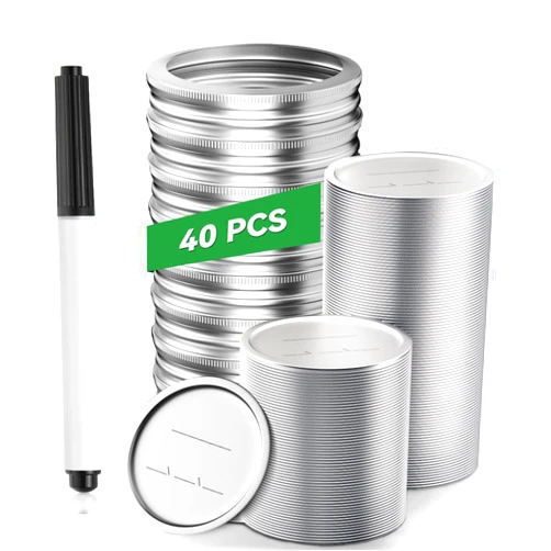 Konatly 40Pcs regular Mouth Mason Canning Lids for Ball，Kerr Jars - Split - Type Mason Jar Lids with Leak Proof Airtight Seal, Recycling Metal mouth Canning Jar Lids with Food Grade Material Marker…