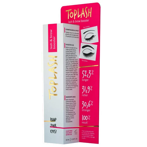Toplash Eyebrow and Eyelash Growth Serum for Women (2-in-1) Lash and Brow Enhancer for Longer, Thicker, Healthier Lashes, Hair | Botanical, Myristoyl Pentapeptide Booster