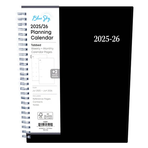 Blue Sky 2025-2026 Weekly and Monthly Academic Year Planner Calendar, July 2025 - June 2026, 7