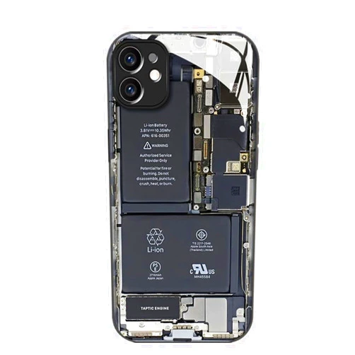 XAVIBEETAG Tempered Glass Metal for iPhone 11 Case 6.1 Inch for Boys Men Girls, Street Phone PCB Battery Back Design Compatible with iPhone 11 6.1 Inch Cases（Black）