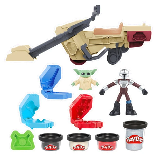 Hasbro Play-Doh Star Wars: The Mandalorian Launching Speeder Playset, Bendy Grogu & 4 Inch Mando Action Figures, Imagination Toys for 4 Year Old Boys & Girls & Up