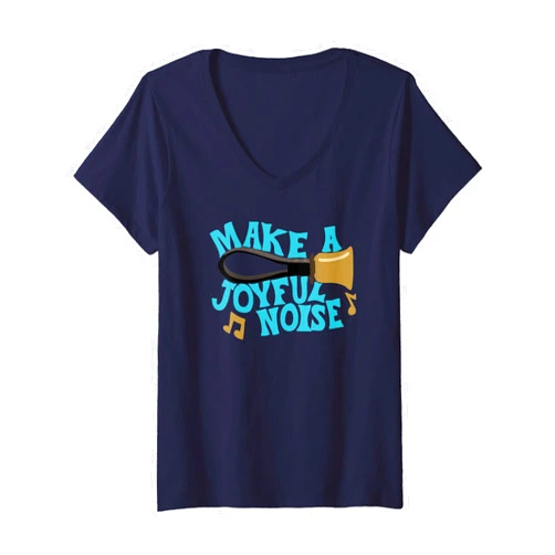 ADC Handbell Players Gear and Gifts Womens For Handbell Choir Ringers Make A Joyful Noise Graphic V-Neck T-Shirt