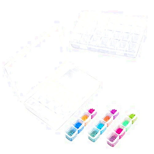 Qirrong 2 Pack 28 Slots Diamond Embroidery Boxs, 5D Diamond Painting Storage Case for for DIY Art Craft