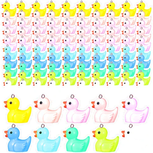 Soaoo 10 Colors Resin Duck Charms Pendants Mini Resin Duck DIY Duck Pendants with Screw Eye Pin Jewelry Craft Supplies for Charm DIY Making Bracelet Earring Necklace Keychain Making Decor
