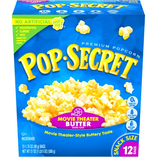 By Pop Secret Pop Secret Microwave Popcorn, Movie Theater Butter Flavor, 1.75 Oz Snack Bags, (Pack of 12)