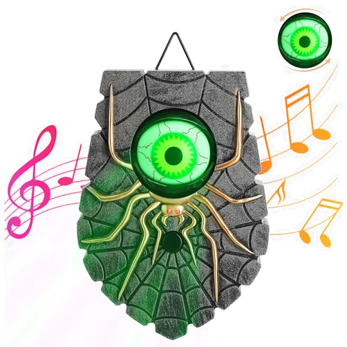 UEOZ Halloween Doorbell, Halloween Door Decorations, Animated Eyeball Haunted Doorbell with Spooky Sounds for Halloween Party, Trick or Treat Event (Spider)