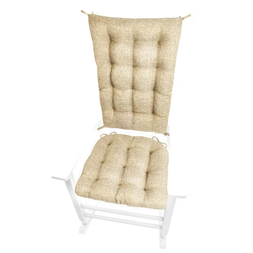 Barnett Home Decor Brisbane Rocking Chair Cushions - Latex Foam Filled Seat Cushion & Backrest Pad with Ties - Reversible - Made in USA (Camel Tweed, Extra-Large)