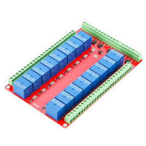 Walfront 16 Channel Relay Module Walfront Two Way Isolated Type Optocoupler 16 Channel Relay Module Interface Board High/Low Level DC 5/12/24V 3 Types Optional(DC12V)