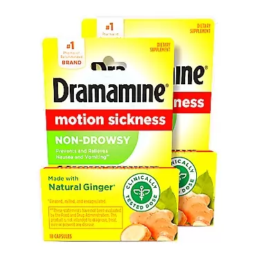 Dramamine Motion Sickness Non-Drowsy, 18 Count, 2 Pack 18 Count (Pack of 2) 18 count