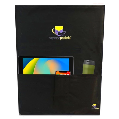 Airplane Pockets Airplane Tray Table Cover | Seat Back Organizer & Storage for Personal Items | Clean, Convenient, Expandable Pockets | Sanitary Airplane Travel Essentials | Media Pouch