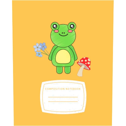 Ponee,pak composition notebook: frog composition notebook Mushrooms College Ruled Wide Lined Notebook/Journal for school or everyday use