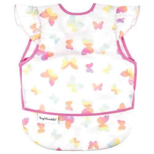 Tiny Twinkle Mess Proof Baby Bib - Waterproof Toddler and Baby Apron Bib - Machine Washable - PFAS and BPA Free