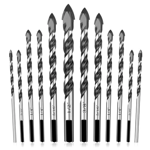 UBESTHS 12Pcs Masonry Drill Bit Set, Concrete Drill Bit Set, 1/8 to 1/2 inch Professional Carbide Drill Bits Set for Glass, Brick, Plastic, Cement, Concrete, Granite, Wall, Wood, Tile Etc.