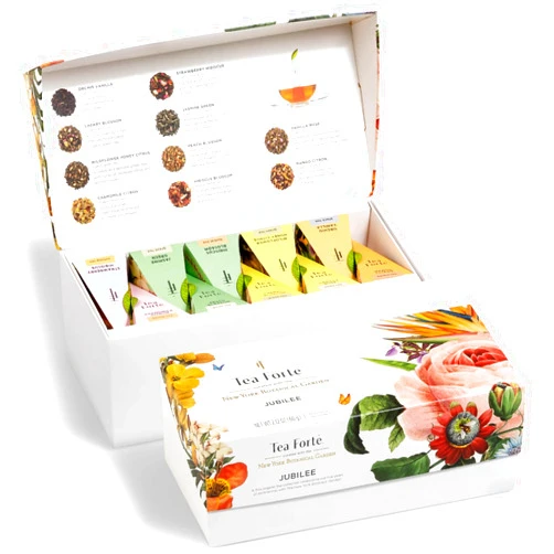 Tea Forte, Jubilee Presentation Sampler Gift Box, Pyramid Infusers With Organic Loose Leaf, Green, Black, White, Herbal Assorted Tea, 1 Count (Pack of 20)