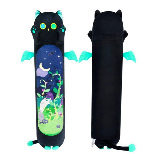Mewaii Long Cat Plush Body Pillow, 20” Cute Black Cat Stuffed Animals Kawaii Plushies, Squishy Body Pillow Plush Toys Gift for Kids Girls Boys