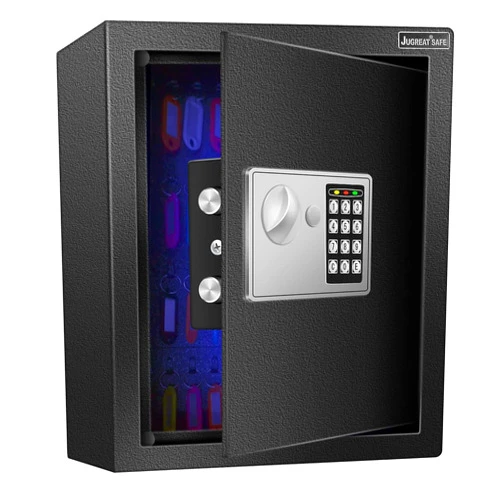 JUGREAT 80 Keys Cabinet with Sensor Light,Electronic Key Safe,Pin Code Keyless Storage Box for Keys,Secure Wall Mount Safe with 80 Key Tags