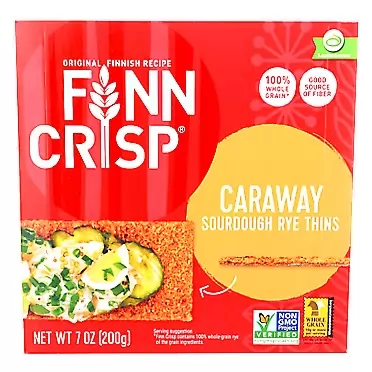 Finn Crisp Caraway Thin Rye Crispbread with Caraway, 7-Ounce Boxes (Pack of 9)