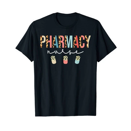 Nurse And Pharmacy Squads Apparels Pharmacy Nurse Squad Leopard For Pharmacist Technician T-Shirt