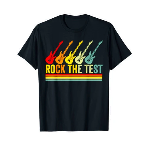 Rock The Test Guitar Testing Day Teacher Gifts Rock The Test Guitar Teacher Test Day Testing Day Teacher T-Shirt
