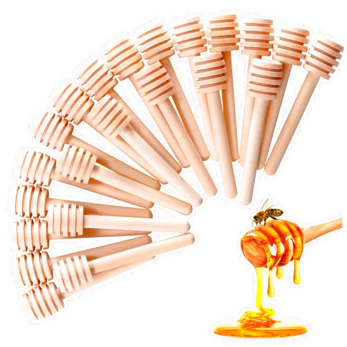 CJFocus 24 Pcs Honey Dipper Sticks, 3 inch Mini Wooden Honeycomb Stick, Small Honey Spoons Stirrer Stick for Honey Jar Dispense Drizzle Honey and Wedding Party Favors Gift