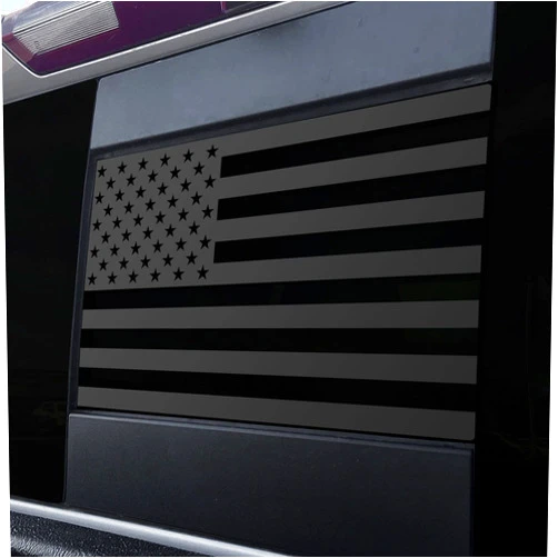 BocaDecals Rear Middle Window American Flag Decal Accessory Compatible with and Fits 2009 & Newer Dodge RAM 1500/2500/3500 (Matte Black)