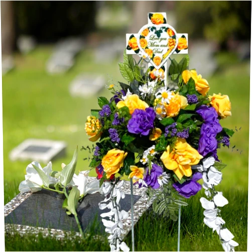 FireGlo By Renosky Fire Glo Glow-in-the-Dark Memorial Cross - Love you Mom and Dad (Yellow)