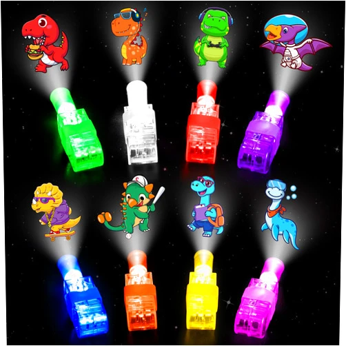 Malhaii 32 Finger Lights Dinosaur Party Favors Birthday Decorations, Goodie Bags Pinata Stocking Stuffers Fillers Dinosaur Toys Bulk Christmas Stuff for Kids 3 4 5 7 Light Up Party Supplies Classroom Prizes
