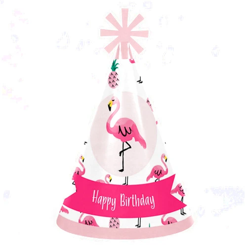 Big Dot of Happiness Pink Flamingo - Party Like a Pineapple - Tropical Summer Cone Happy Birthday Party Hats for Kids and Adults - Set of 8 (Standard Size)