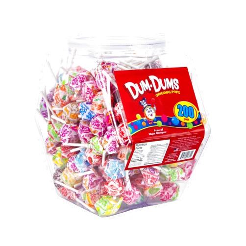Dum Dum Lollipops Bulk Variety | 200 Individually Wrapped Suckers Candies | Assorted Flavors of Original Pops in Reusable Plastic Tub