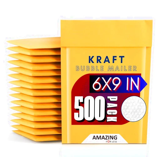 Amazing for less (500pc) 6x9 Kraft Padded Bubble Mailer Self Seal Cushioned Durable Shipping Envelopes - Bubble Mailers Size #0 Packing Envelope for Small Business Shipping (500 Pack - (6x9))