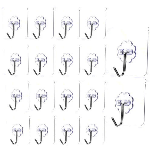 Crpzszshtp 18 Pack Wall Hooks for Hanging 22lb(Max) Heavy Duty Self Adhesive Hooks Transparent Waterproof Sticky Hooks for Keys Bathroom Shower Outdoor Kitchen Door Home Improvement Utility Hooks