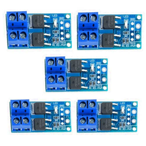 ANMBEST 5PCS DC 5V-36V 15A(Max 30A) 400W Dual High-Power MOSFET Trigger Switch Drive Module 0-20KHz PWM Adjustment Electronic Switch Control Board Motor Speed Control Lamp Brightness Control