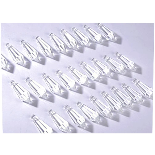 H&D HYALINE & DORA H&D 50pcs 38mm Crystal Icicle Pendant Chandelier Prisms Drops Lamp Candle Holders Curtain DIY Parts(Clear)