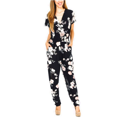 Auliné Collection Womens Sleeveless Culotte Capri Wide Leg Wrap Romper Jumpsuit