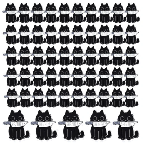 Yinkin Lgbt Pronoun Pin Bulk, She They/he Him/they Them/she Her/he They Gender Identity Bulk Pins for Pride Parade, Black Cat with Knife Pride Pins Daily Wear Backpack Lapel Hat Gifts Jacket