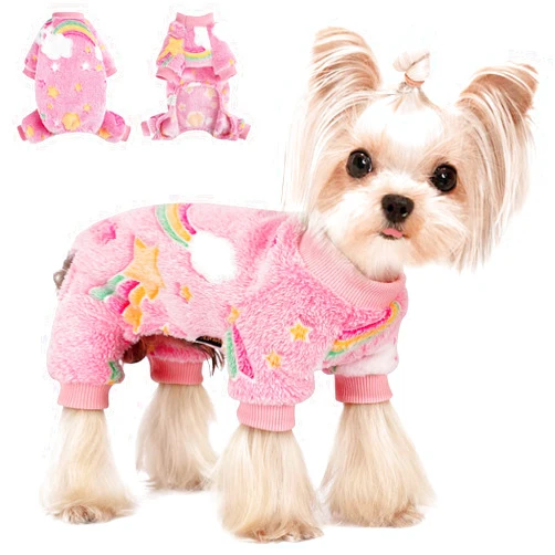Kosiyi Dog Sweaters for Small Dogs Winter Pet Clothes Puppy Clothes Boy Girl Fleece Small Dog Pajamas Jumpsuits Doggie Outfits for Chihuahua Yorkie Cat Apparel