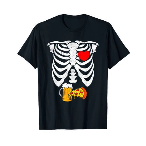 Maternity Pregnant Halloween Costumes Clothing Men Skeleton Dad Halloween Pregnancy Couples Costumes Men T-Shirt